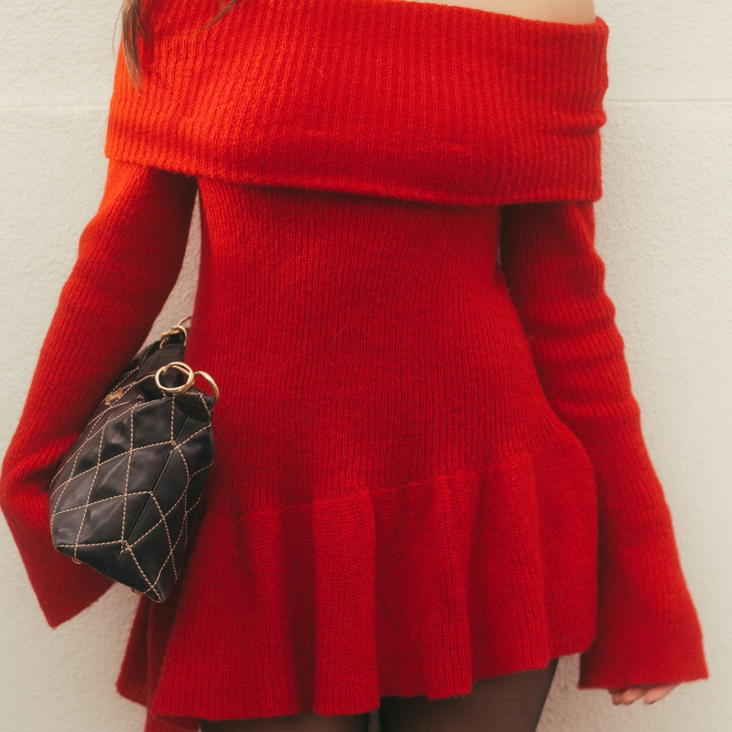 Lady in Red Knit Dress
