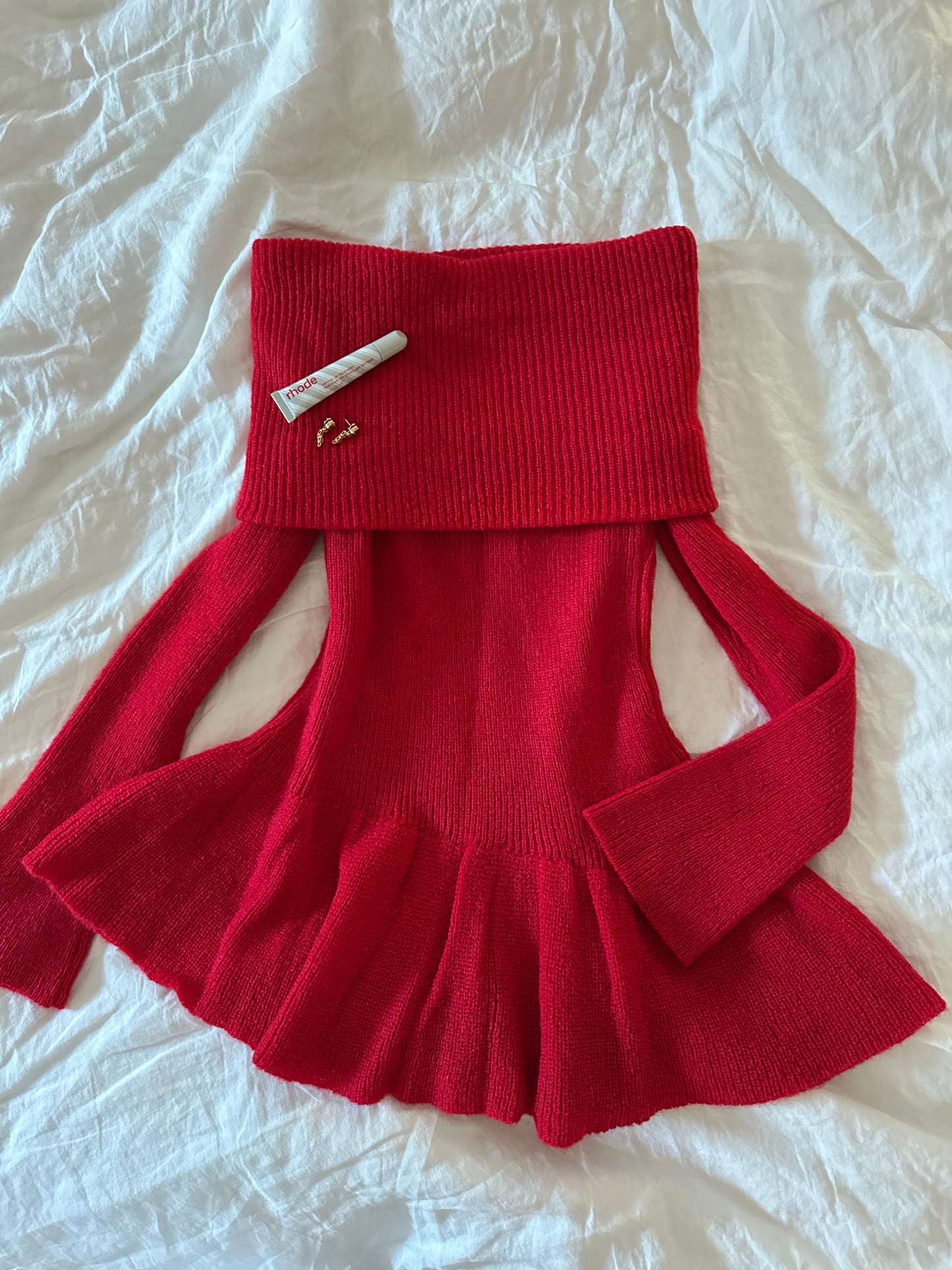 Lady in Red Knit Dress