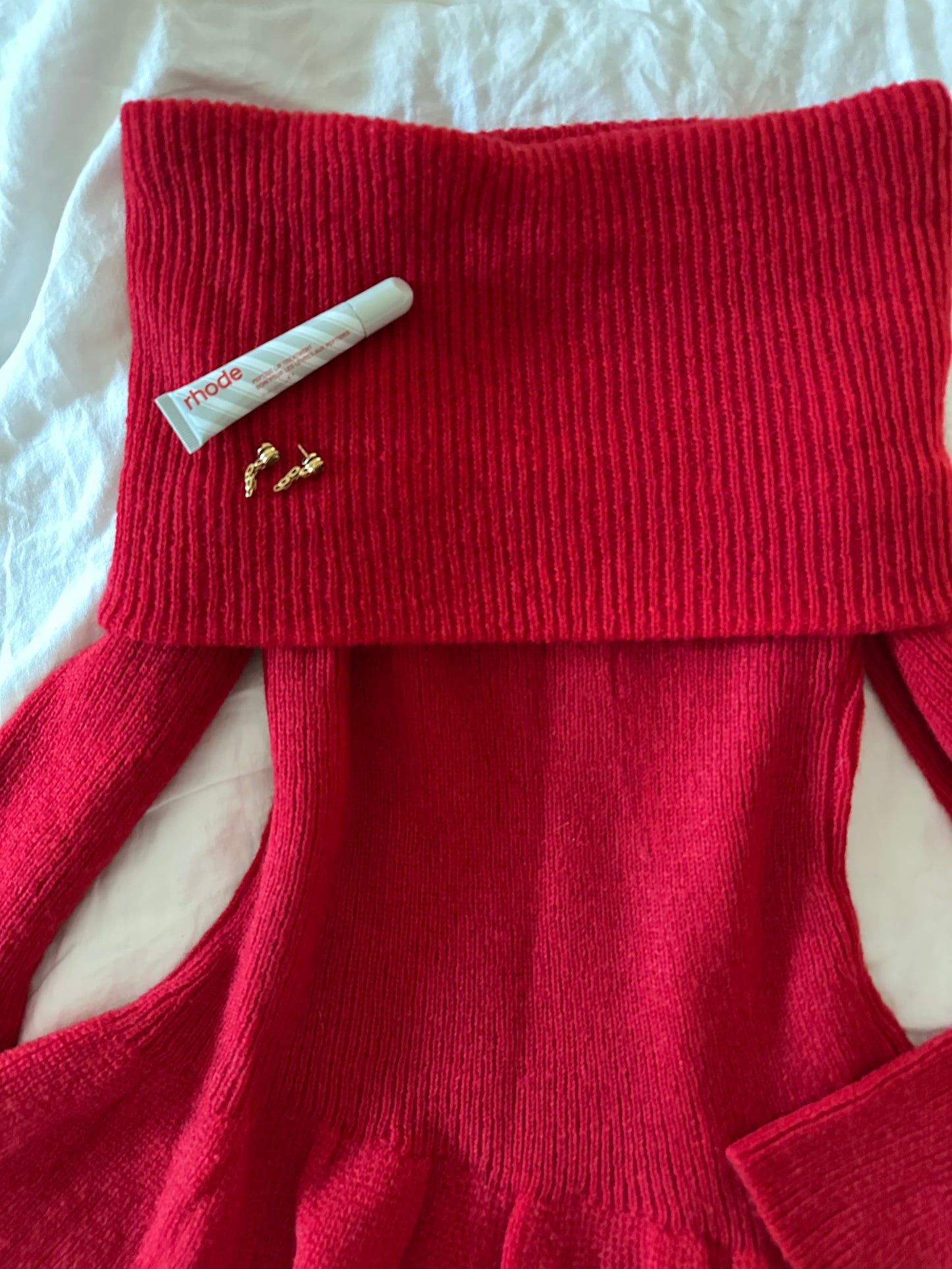 Lady in Red Knit Dress