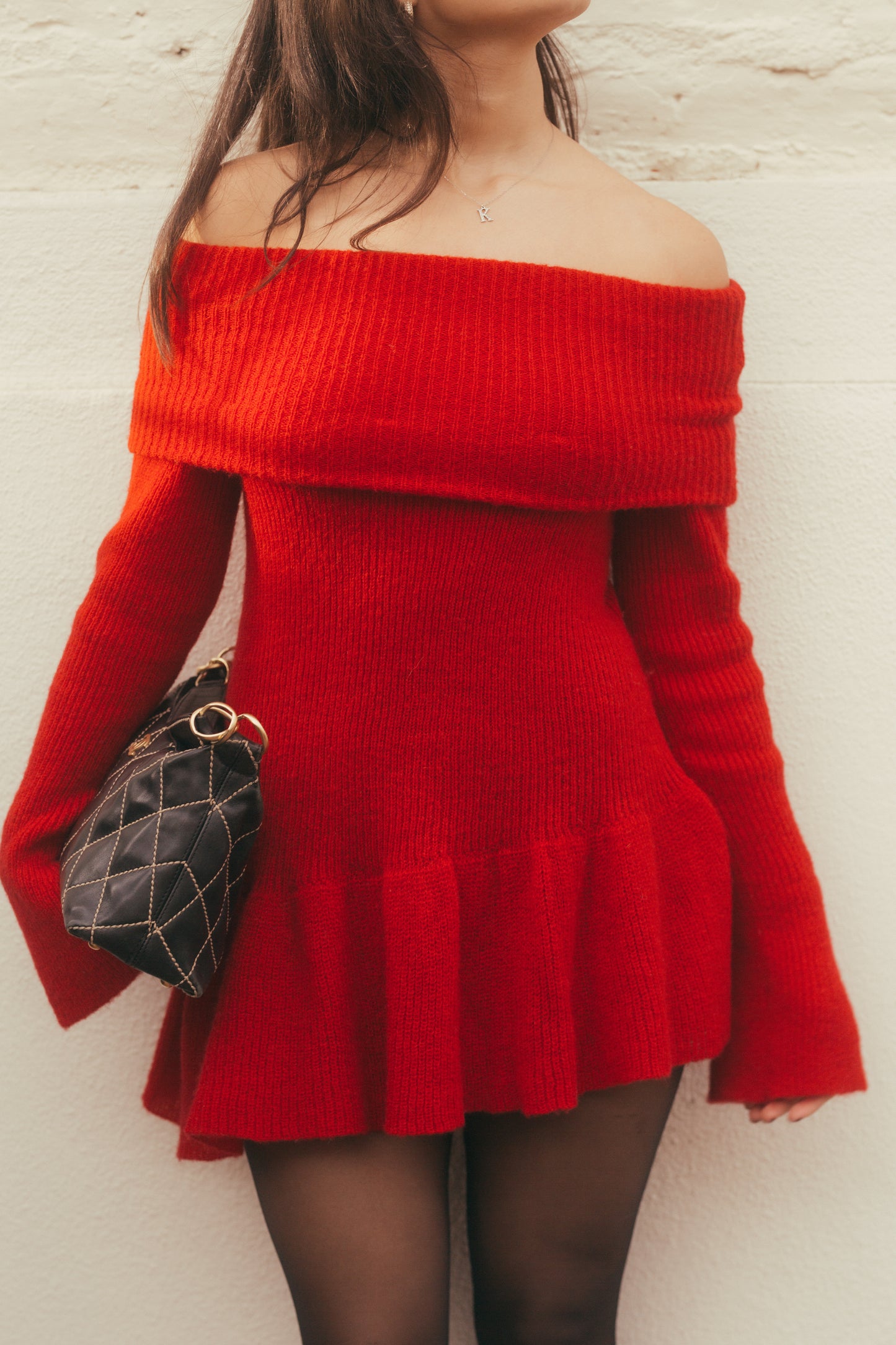 Lady in Red Knit Dress